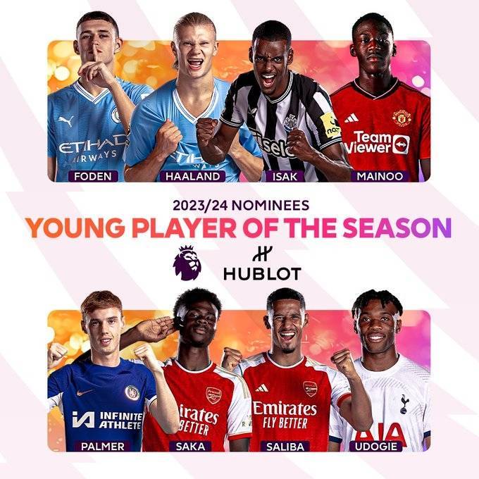 英超赛季最佳年轻球员候选：福登、哈兰德、萨卡、帕尔默在列-英超